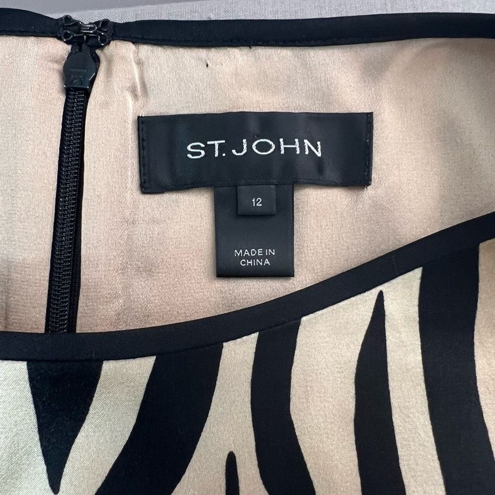 St John silk tiger print sleeveless a-line dress size 12 - Picture 10 of 14